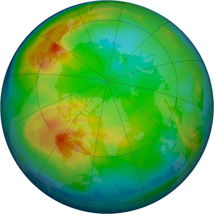 Arctic ozone map for 01 December 2009